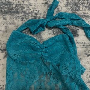Teal Lace Halter Top